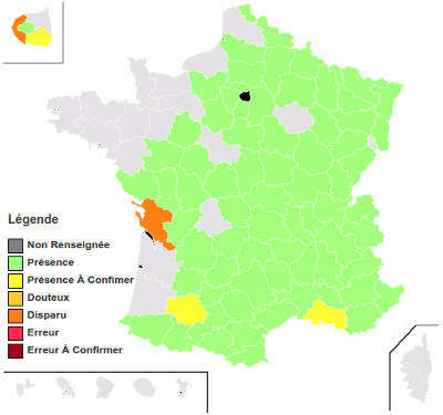 Carte de répartition en France métro.